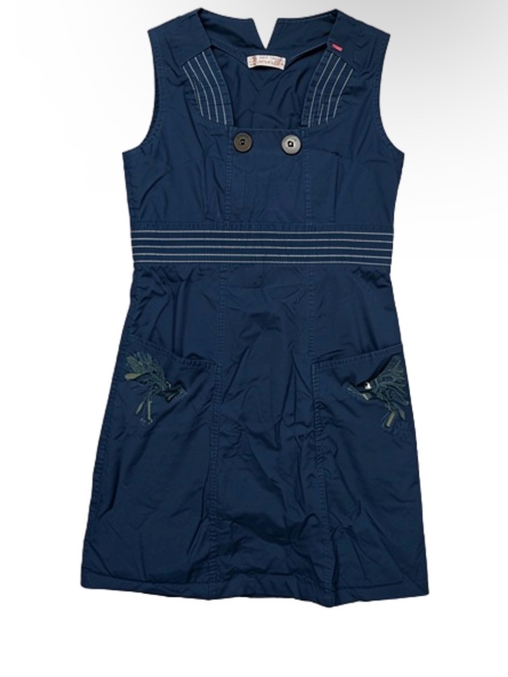 Skunkfunk Navy Embroidered Pocket Mini Dress